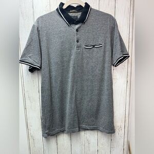 Denim & Flower Gray Polo with Black Trim size Large
